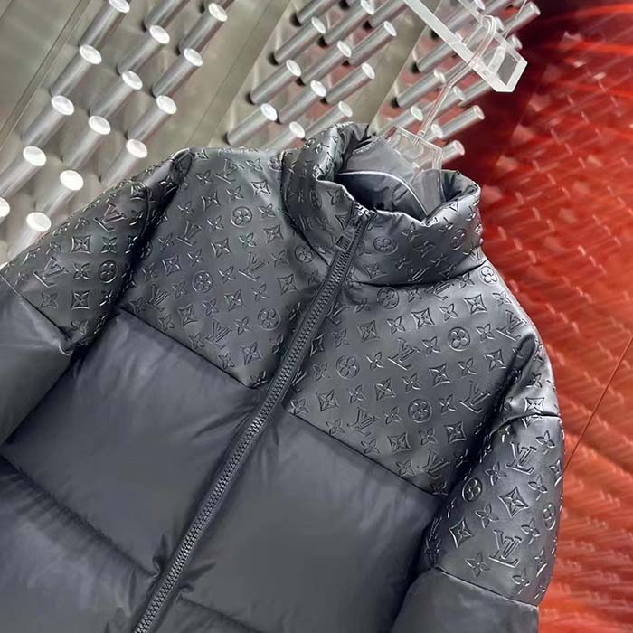 Louis Vuitton Men LV Oversized Puffer Jacket Black Monogram Hood Water-Resistant Lamb Leather