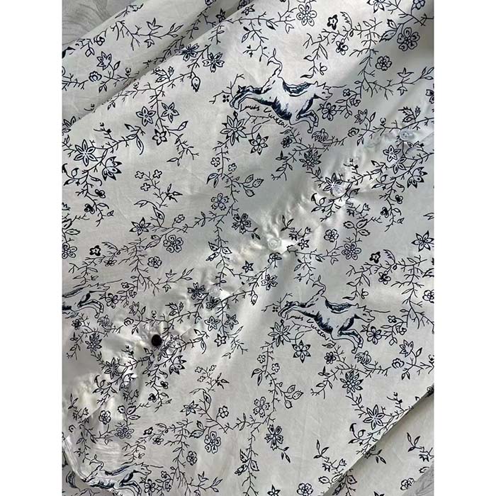 Louis Vuitton Women LV Unicorn Print Shirt Cotton Silk Mottled Grey Regular Fit
