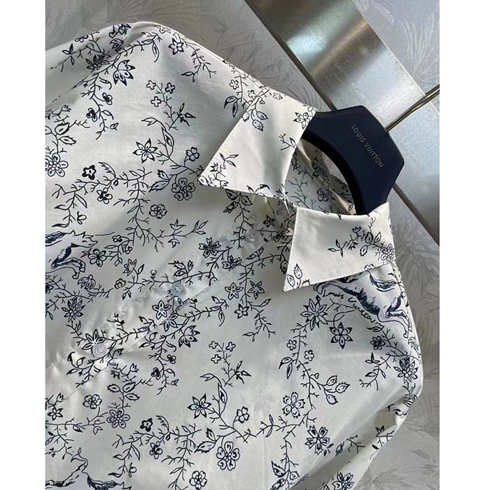 Louis Vuitton Women LV Unicorn Print Shirt Cotton Silk Mottled Grey Regular Fit