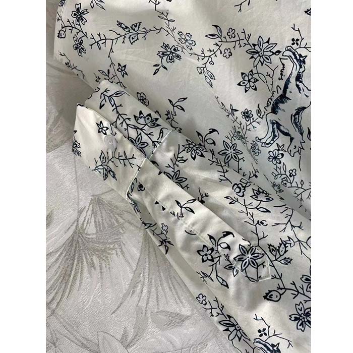 Louis Vuitton Women LV Unicorn Print Shirt Cotton Silk Mottled Grey Regular Fit