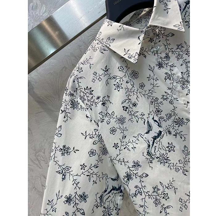 Louis Vuitton Women LV Unicorn Print Shirt Cotton Silk Mottled Grey Regular Fit
