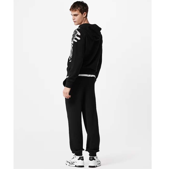 Louis Vuitton Men LV x YK Psychedelic Flower Zipped Hoodie Wool Polyamide Black White Regular Fit