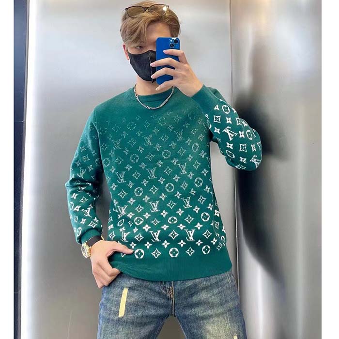 Louis Vuitton Men Monogram Gradient Cotton Crewneck Regular Fit Allover Monogram Gradient Motif