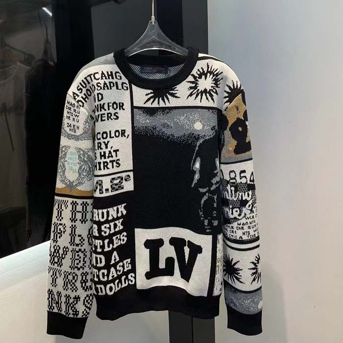 Louis Vuitton Women Wool Crewneck Regular Fit Jacquard Allover LV Fanzine Motif Multicolor