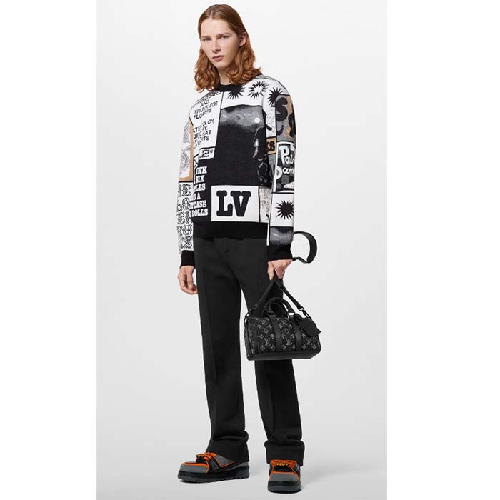 Louis Vuitton Men Wool Crewneck Regular Fit Jacquard Allover LV Fanzine Motif Multicolor