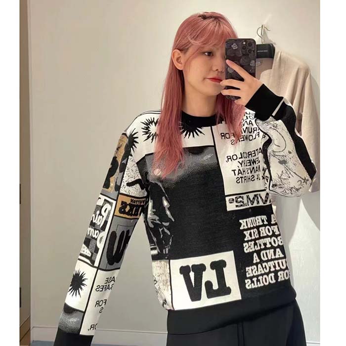 Louis Vuitton Women Wool Crewneck Regular Fit Jacquard Allover LV Fanzine Motif Multicolor