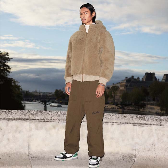 Louis Vuitton Unisex Exclusively Online LV Trainer Sneaker Green Grained Calf Leather Monogram Canvas