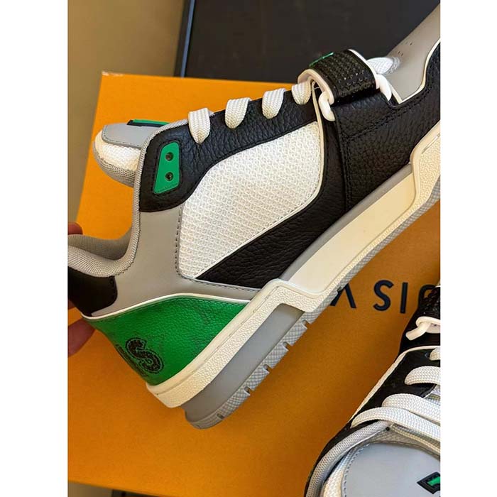 Louis Vuitton Unisex Exclusively Online LV Trainer Sneaker Green Grained Calf Leather Monogram Canvas