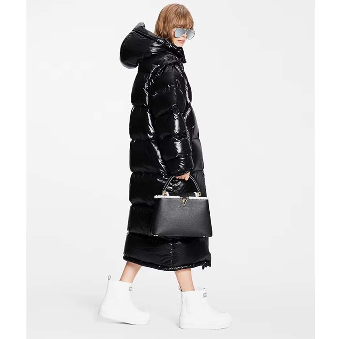 Louis Vuitton Women LV Glossy Long Puffer Coat Black Regular Fit Polyamide