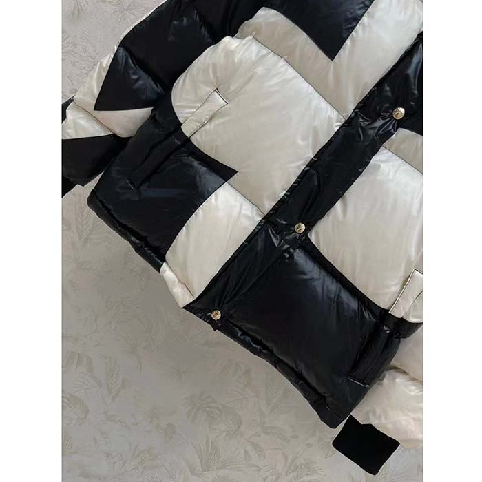 Louis Vuitton Women LV SKI Abstract Monogram Flower Puffer Jacket Black White