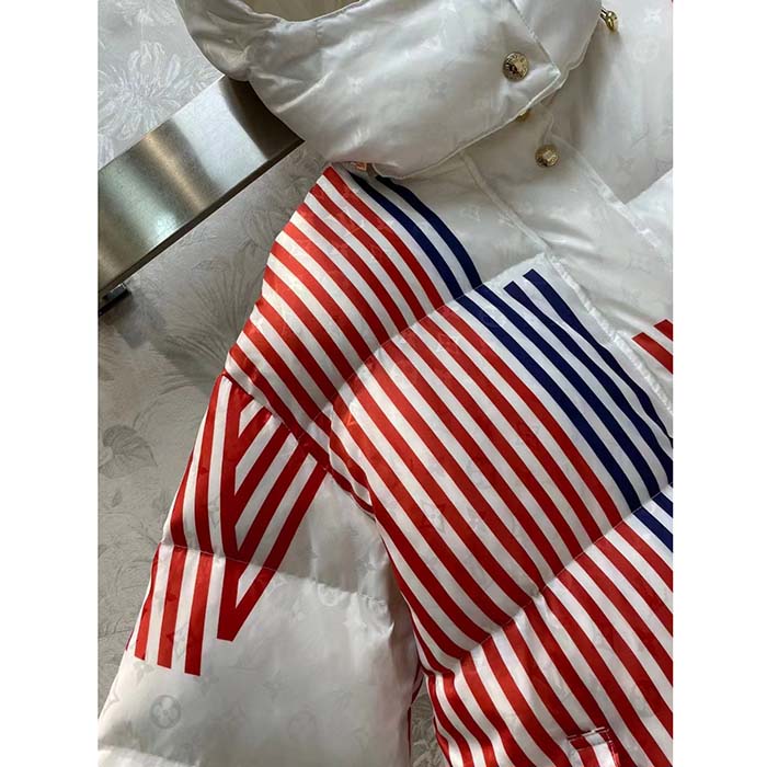 Louis Vuitton Men LV SKI LV Stripes Puffer Jacket Monogram Jacquard Polyamide White