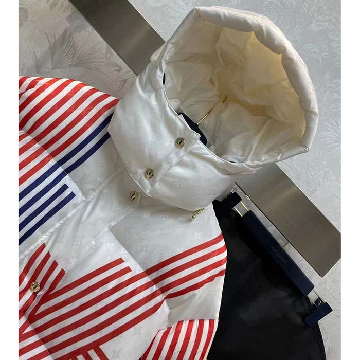 Louis Vuitton Men LV SKI LV Stripes Puffer Jacket Monogram Jacquard Polyamide White