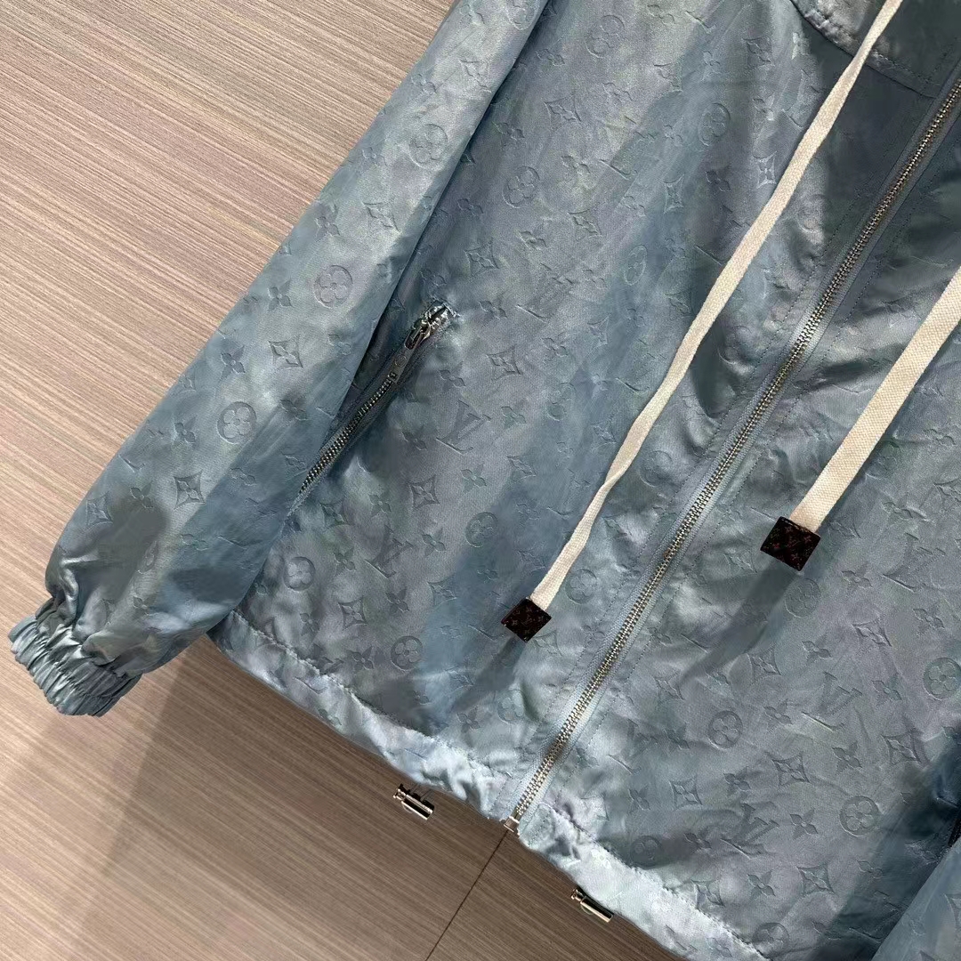 Louis Vuitton Men LV Shiny Monogram Short Parka Ice Blue Regular Fit