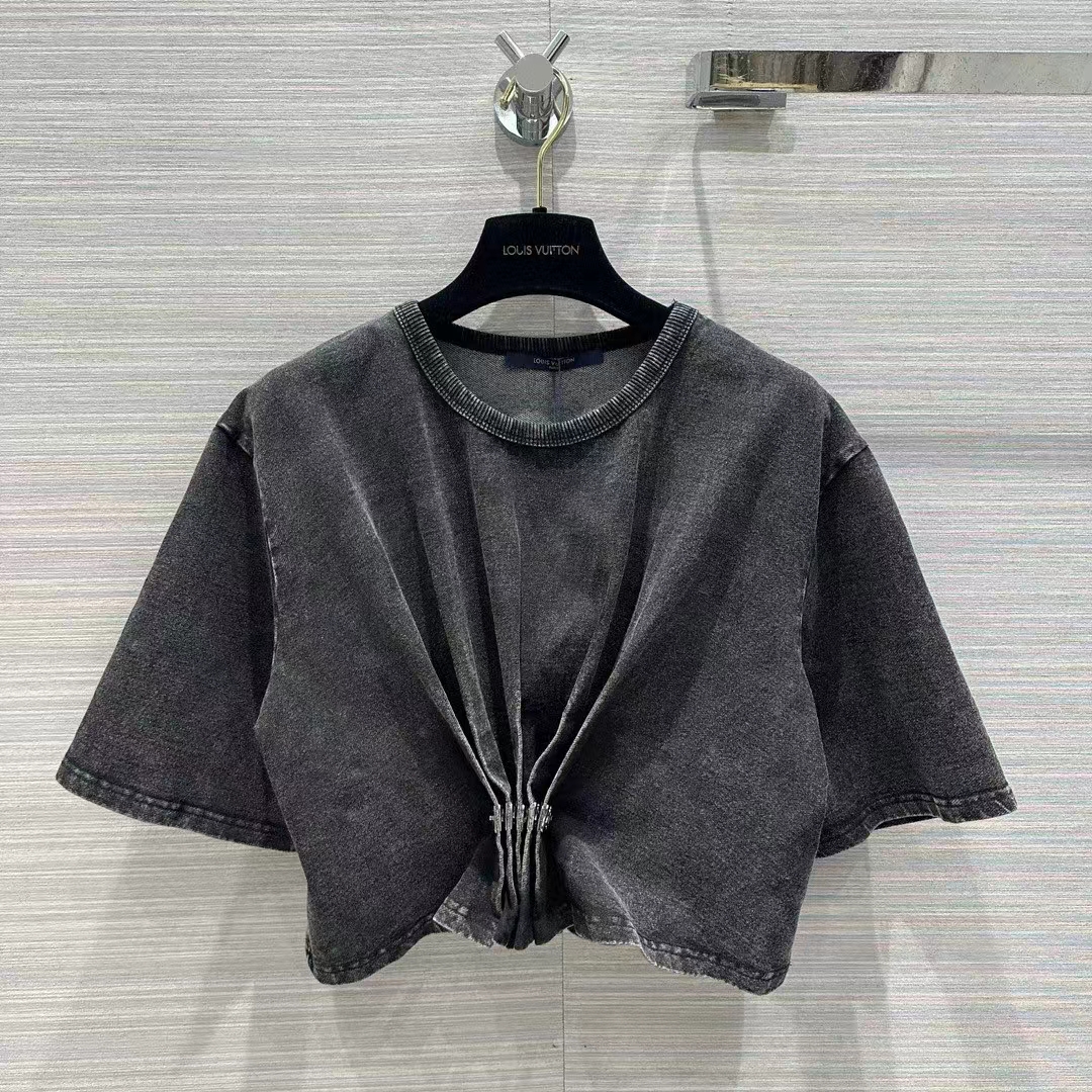 Louis Vuitton Women LV Snap Button T-Shirt Cotton Metal Grey Regular Fit