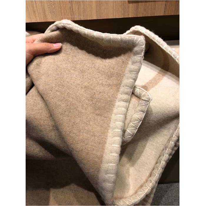 Chanel Unisex CC Cotton Wool Tweed Beige Sandy Multifunction Scarf Blanket