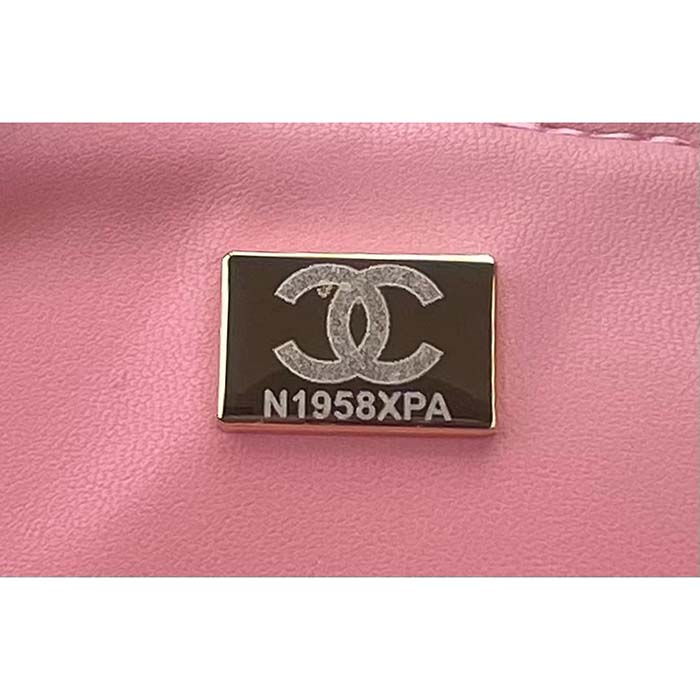 Chanel Women CC Flap Bag Tweed Fabrics Gold-Tone Metal Purple Pink Blue