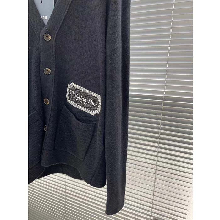 Dior Men CD Christian Dior Couture Cardigan Black Cashmere Jersey