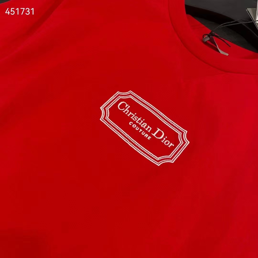 Dior Men CD Christian Dior Couture Relaxed-Fit T-Shirt Red Organic Cotton Jersey Reference 413J696C0554_C380