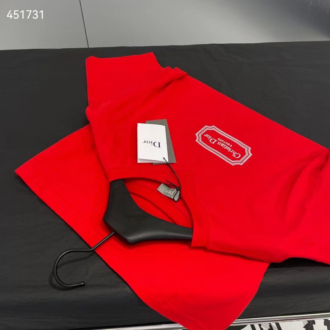 Dior Men CD Christian Dior Couture Relaxed-Fit T-Shirt Red Organic Cotton Jersey Reference 413J696C0554_C380