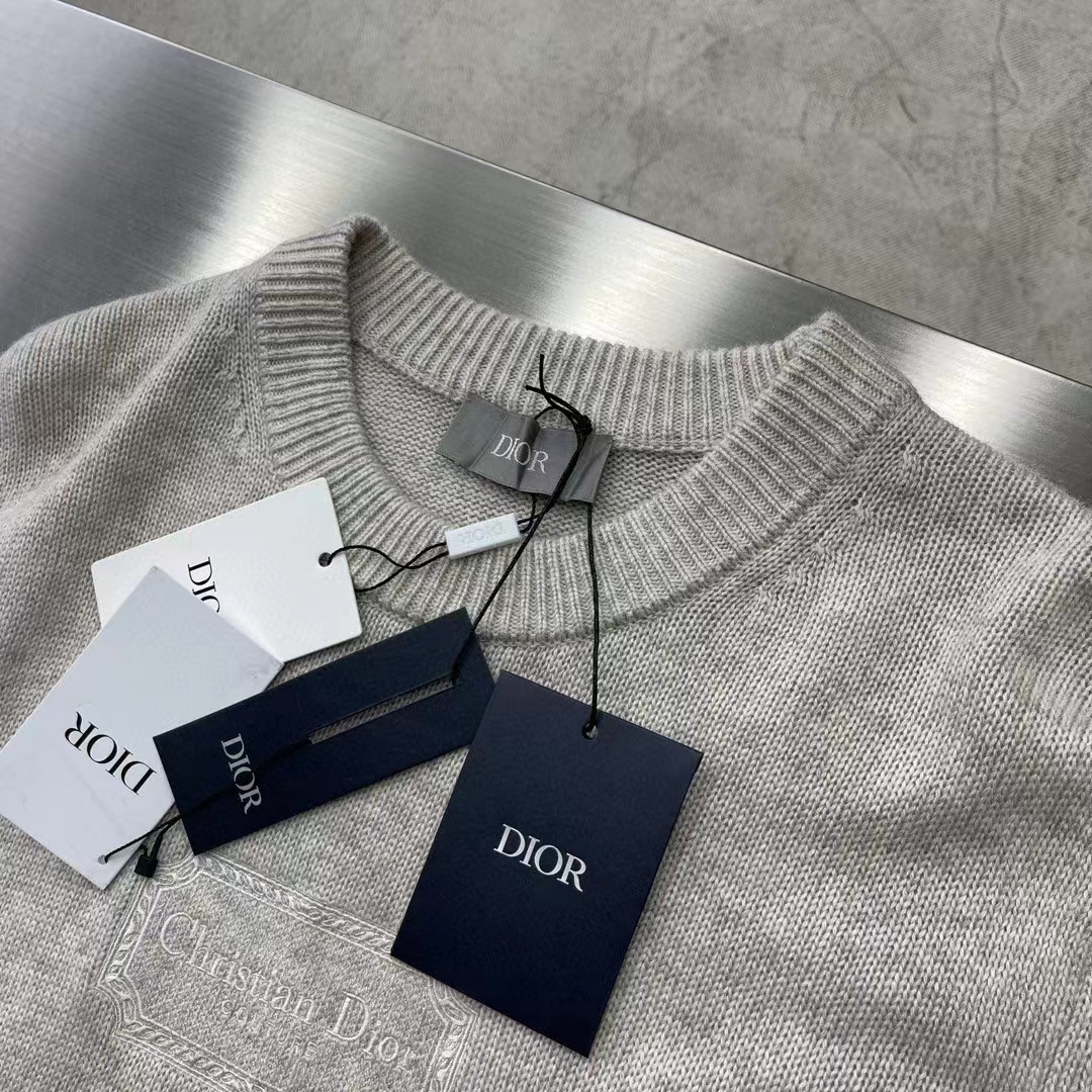 Dior Men CD Christian Dior Couture Sweater Beige Cashmere Jersey