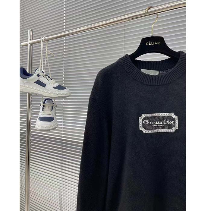 Dior Men CD Christian Dior Couture Sweater Black Cashmere Jersey