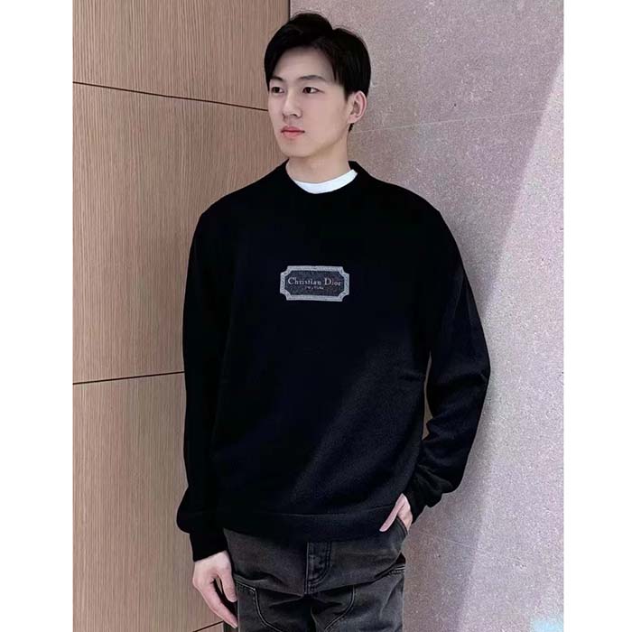 Dior Men CD Christian Dior Couture Sweater Black Cashmere Jersey