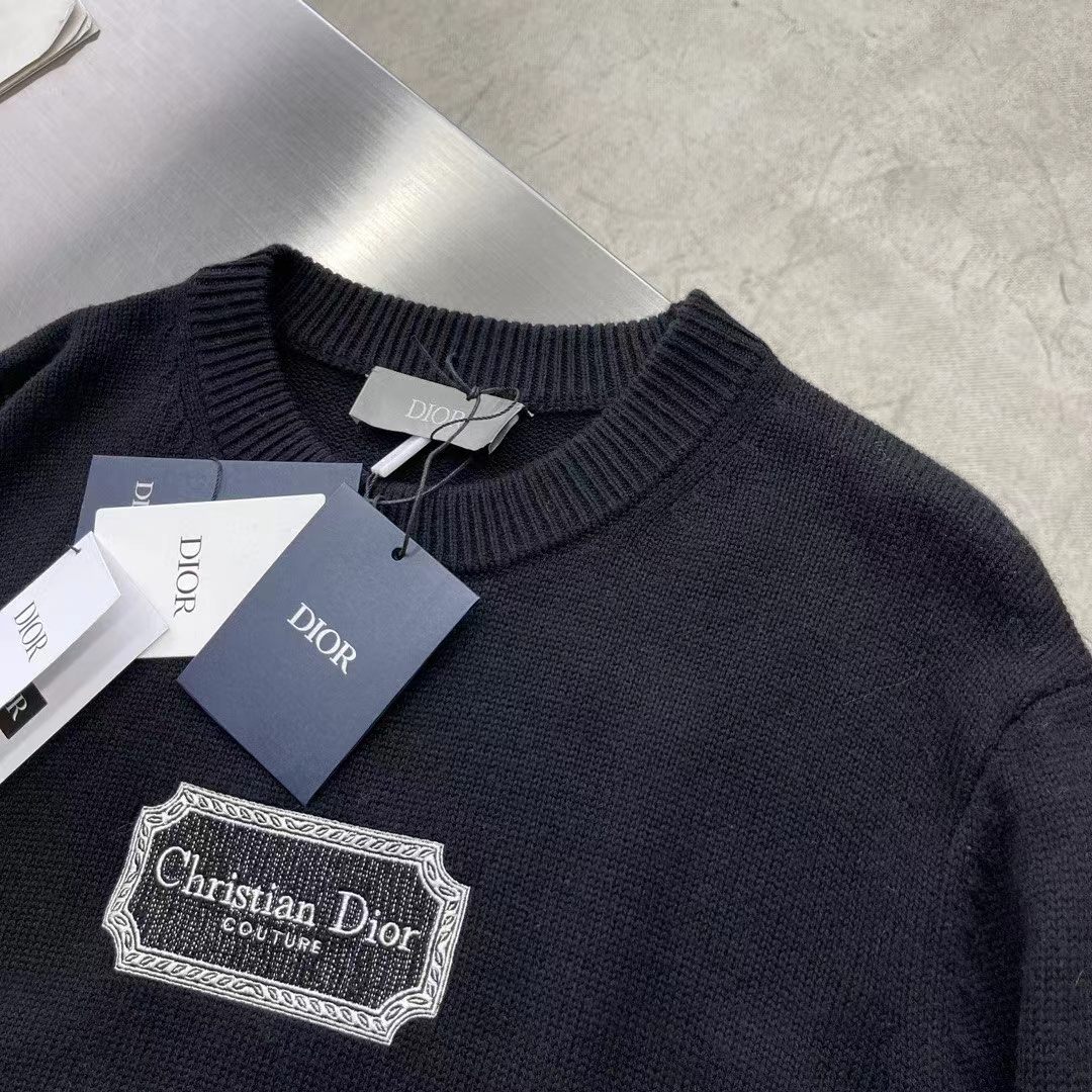 Dior Men CD Christian Dior Couture Sweater Black Cashmere Jersey