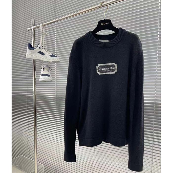 Dior Men CD Christian Dior Couture Sweater Black Cashmere Jersey