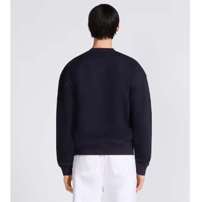 Dior Men CD Diamond Oversized Sweatshirt Navy Blue Organic Cotton Fleece