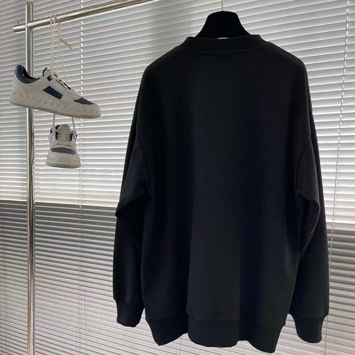 Dior Women CD Diamond Oversized Sweatshirt Navy Blue Organic Cotton Fleece