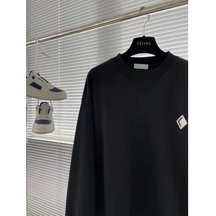 Dior Women CD Diamond Oversized Sweatshirt Navy Blue Organic Cotton Fleece