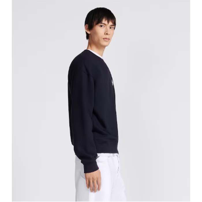 Dior Men CD Diamond Oversized Sweatshirt Navy Blue Organic Cotton Fleece