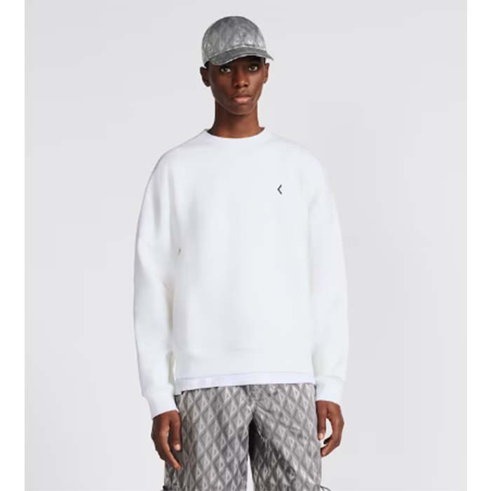 Dior Men CD Diamond Oversized Sweatshirt White Organic Cotton Fleece