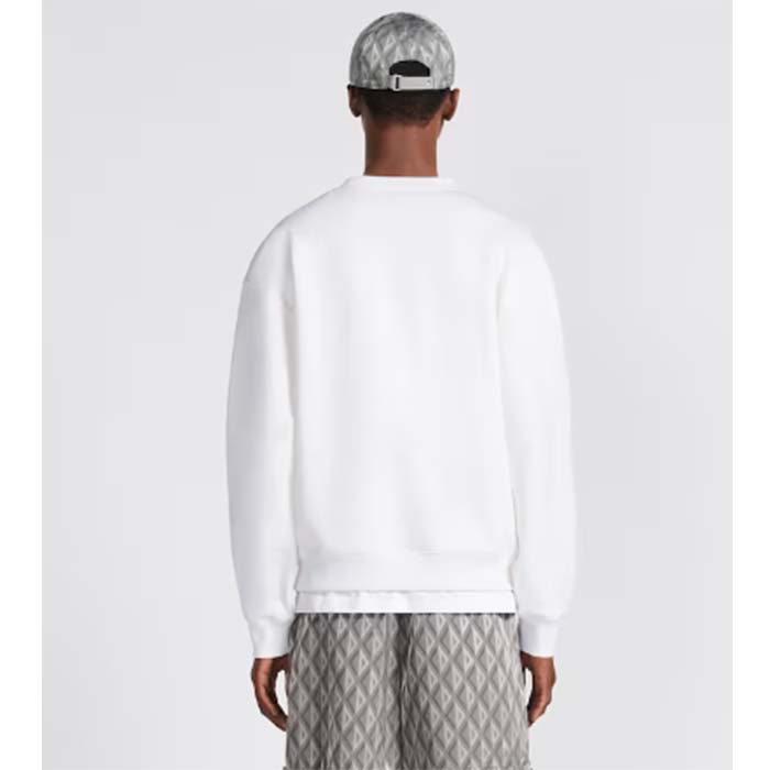 Dior Men CD Diamond Oversized Sweatshirt White Organic Cotton Fleece