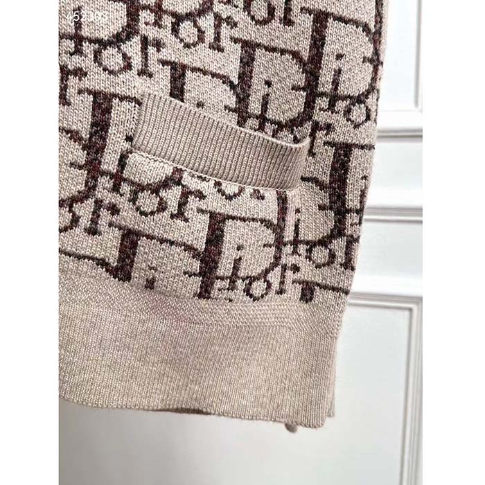 Dior Men CD Dior Oblique Cardigan Beige Brown Wool Jacquard Reference: 213M233AT662_C187