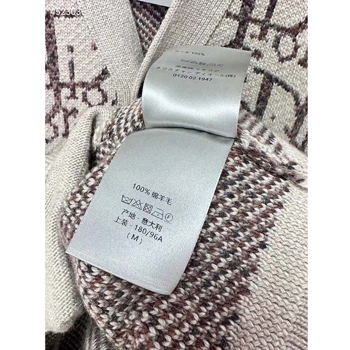 Dior Men CD Dior Oblique Cardigan Beige Brown Wool Jacquard Reference: 213M233AT662_C187