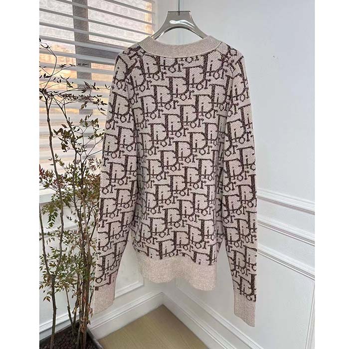 Dior Men CD Dior Oblique Cardigan Beige Brown Wool Jacquard Reference: 213M233AT662_C187