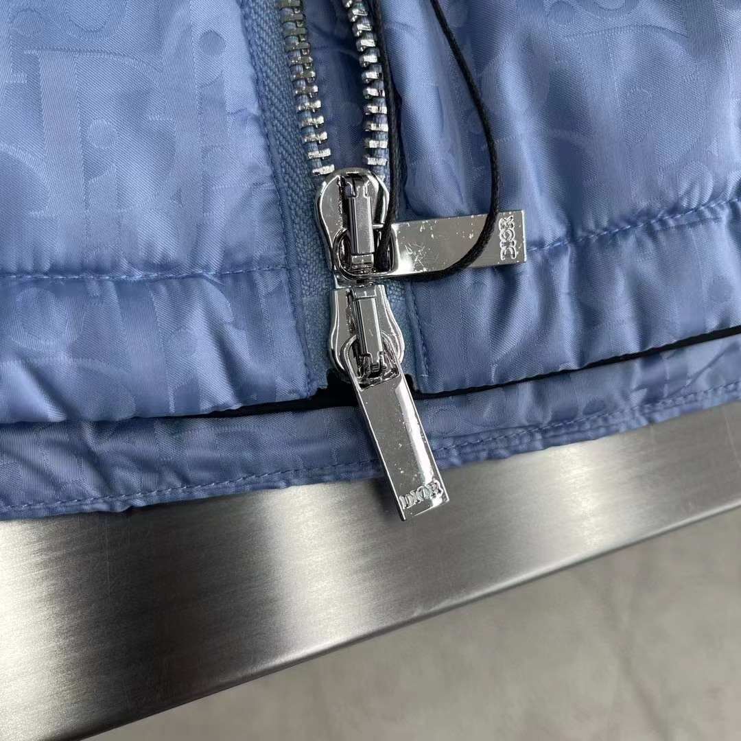 Dior Men CD Dior Oblique Down Jacket Blue Technical Jacquard