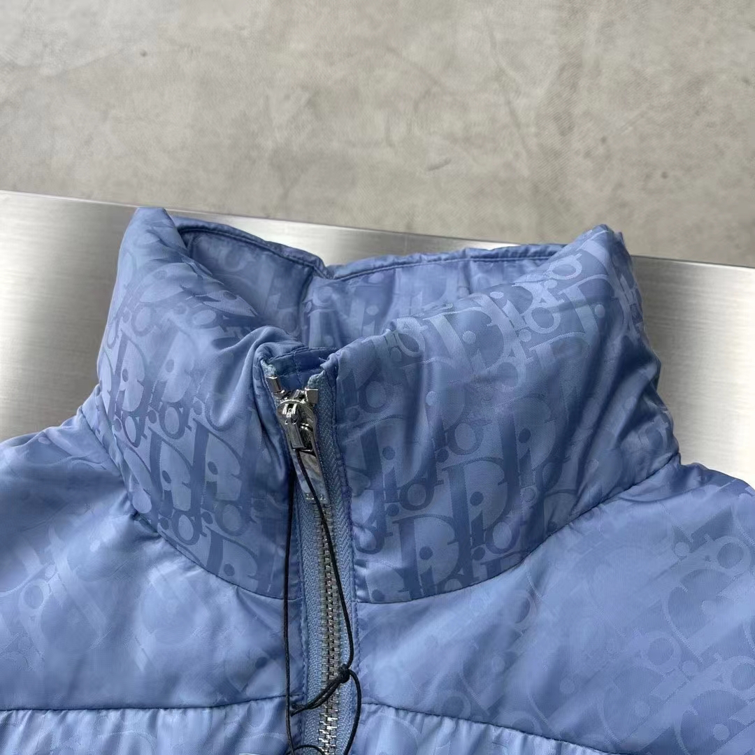 Dior Men CD Dior Oblique Down Jacket Blue Technical Jacquard