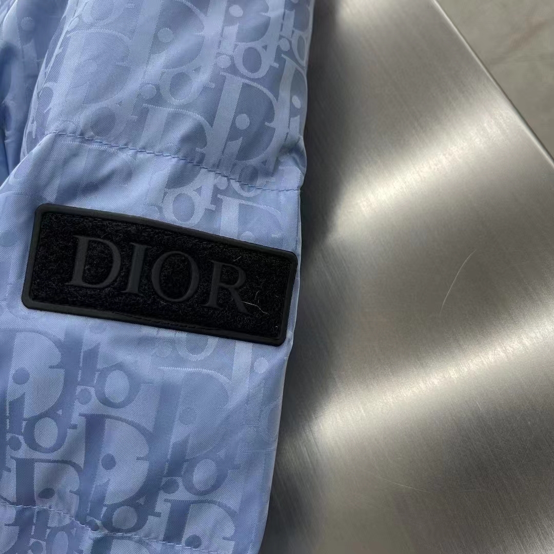 Dior Men CD Dior Oblique Down Jacket Blue Technical Jacquard