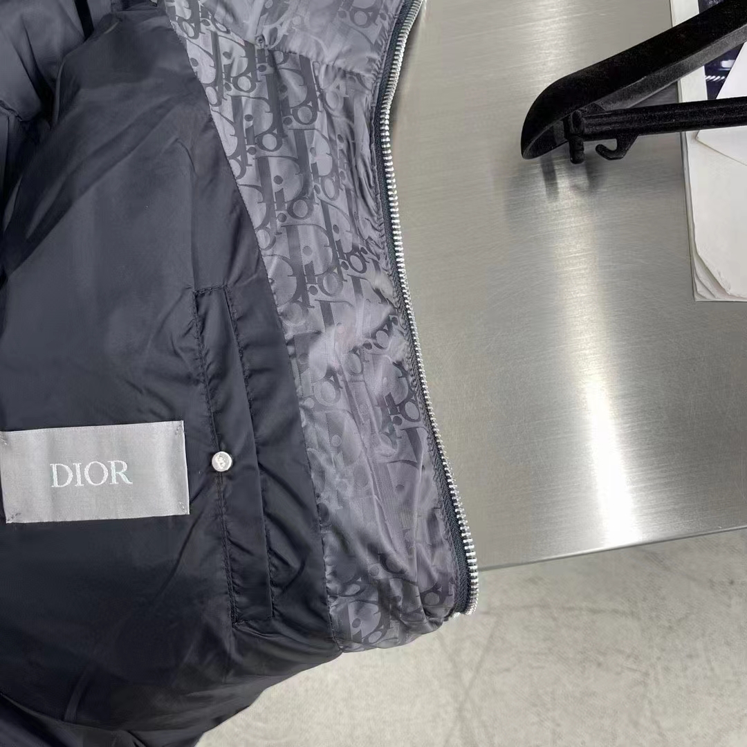 Dior Men CD Dior Oblique Down Jacket Grey Technical Jacquard