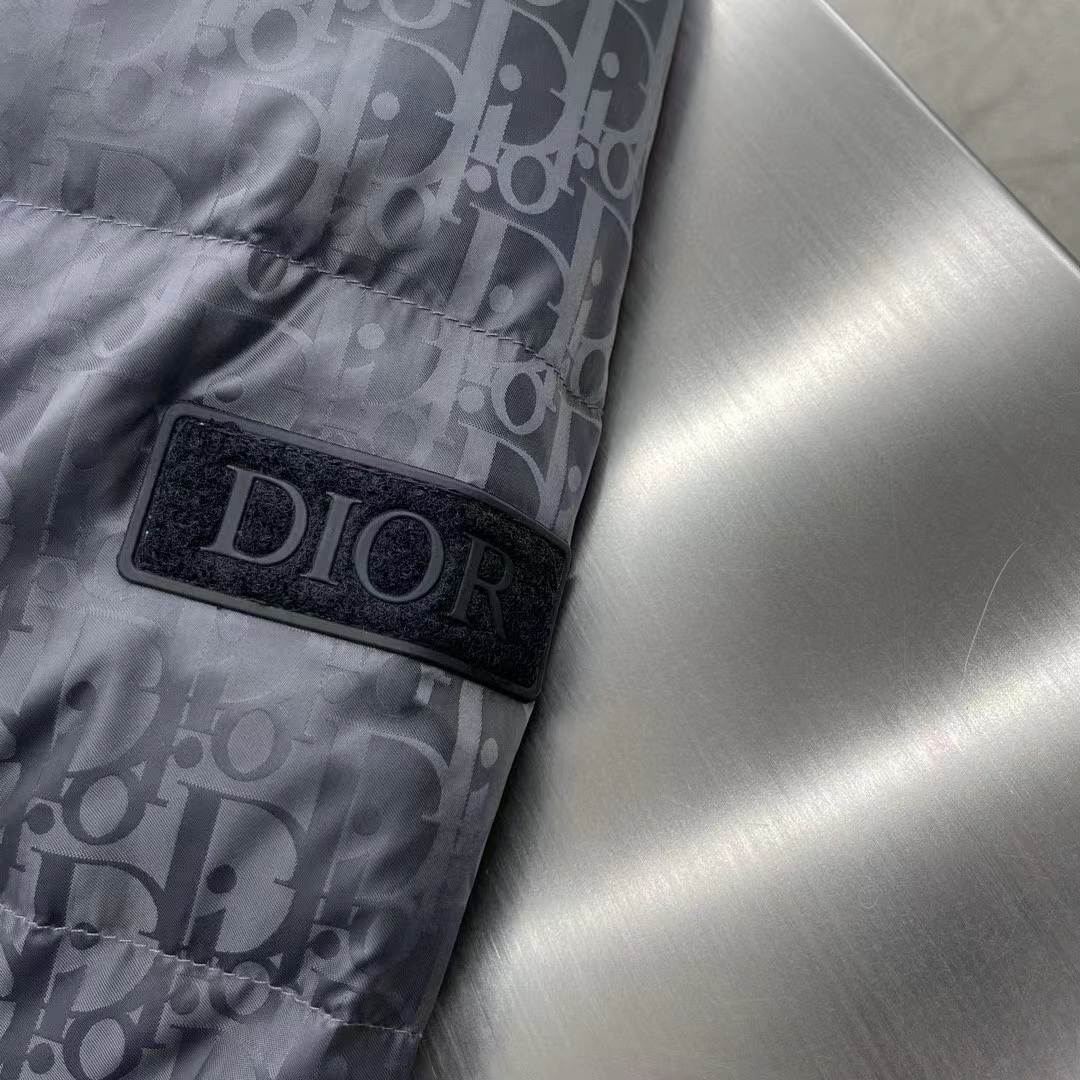 Dior Men CD Dior Oblique Down Jacket Grey Technical Jacquard