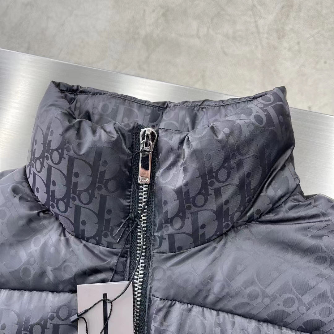 Dior Men CD Dior Oblique Down Jacket Grey Technical Jacquard