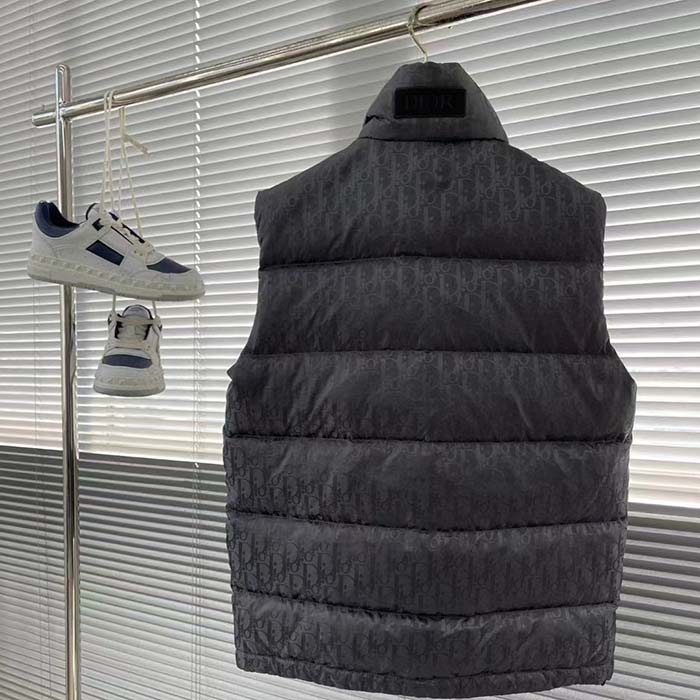 Dior Men CD Dior Oblique Down Vest Gray Technical Jacquard