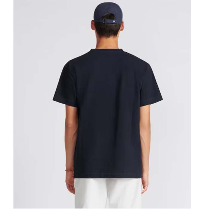 Dior Men CD Dior Otani Workshop Relaxed-Fit T-Shirt Navy Blue Slub Cotton Jersey