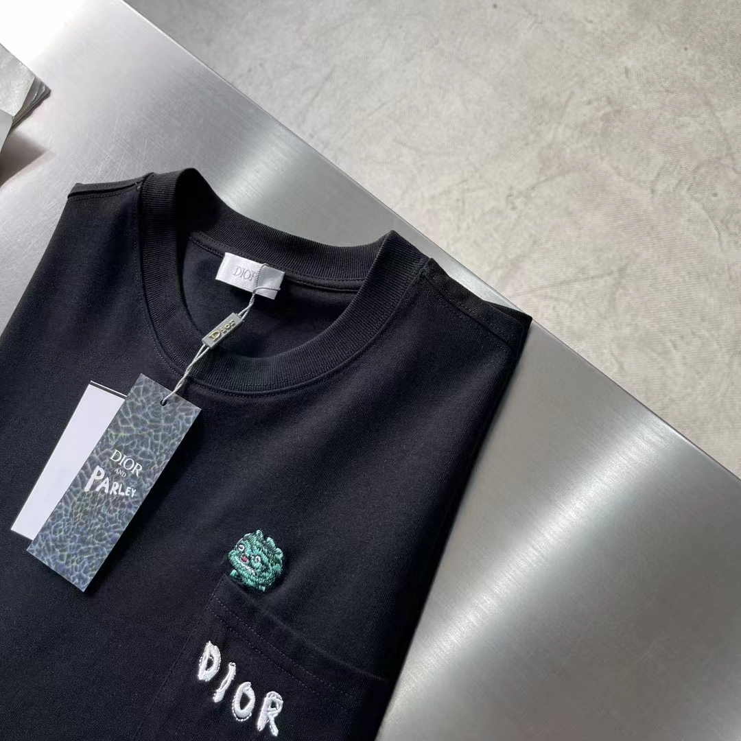 Dior Women CD Dior Otani Workshop Relaxed-Fit T-Shirt Navy Blue Slub Cotton Jersey