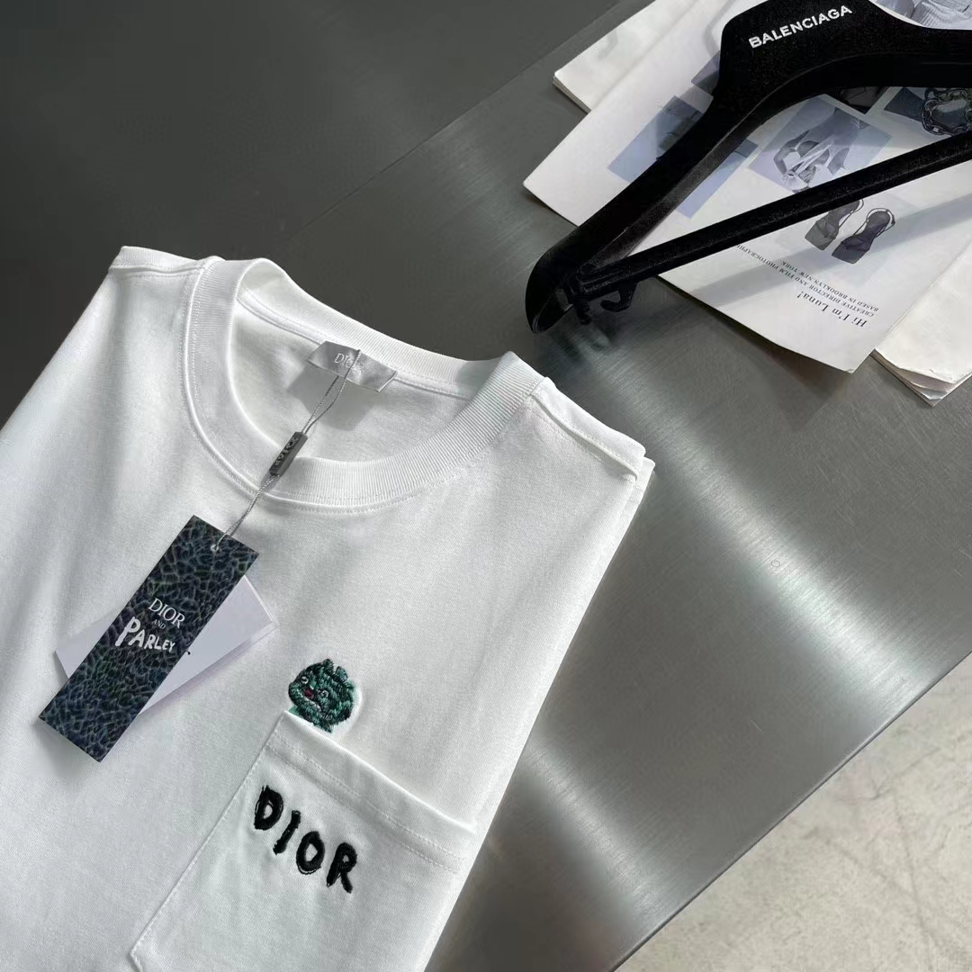 Dior Women CD Dior Otani Workshop Relaxed-Fit T-Shirt White Slub Cotton Jersey