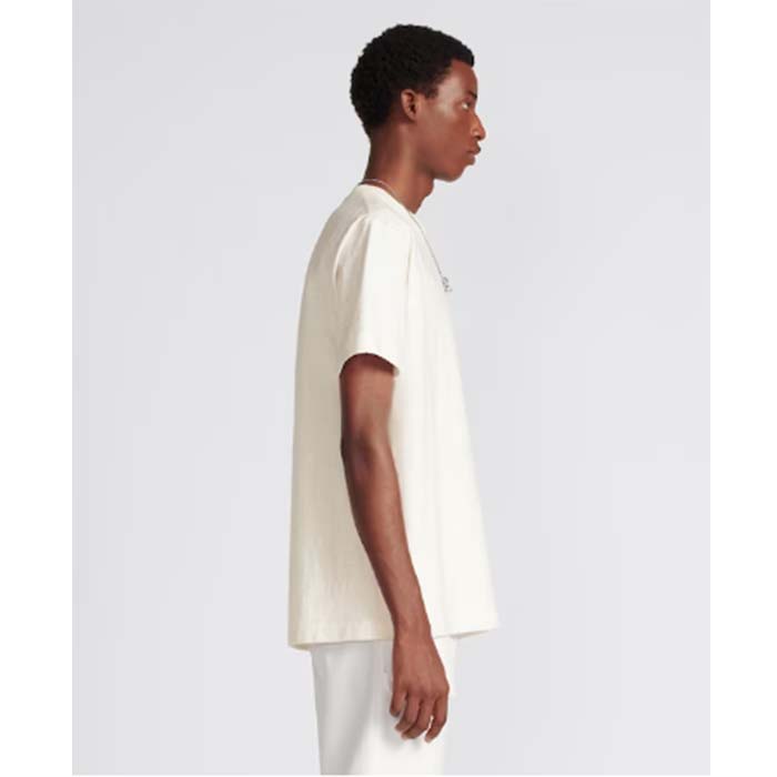 Dior Men CD Dior Otani Workshop Relaxed-Fit T-Shirt White Slub Cotton Jersey