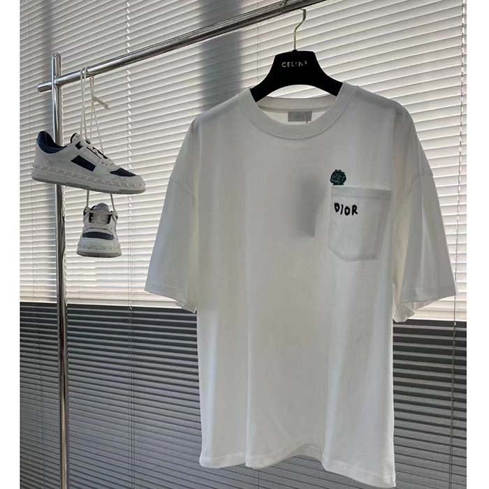 Dior Women CD Dior Otani Workshop Relaxed-Fit T-Shirt White Slub Cotton Jersey
