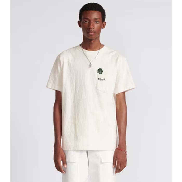 Dior Men CD Dior Otani Workshop Relaxed-Fit T-Shirt White Slub Cotton Jersey
